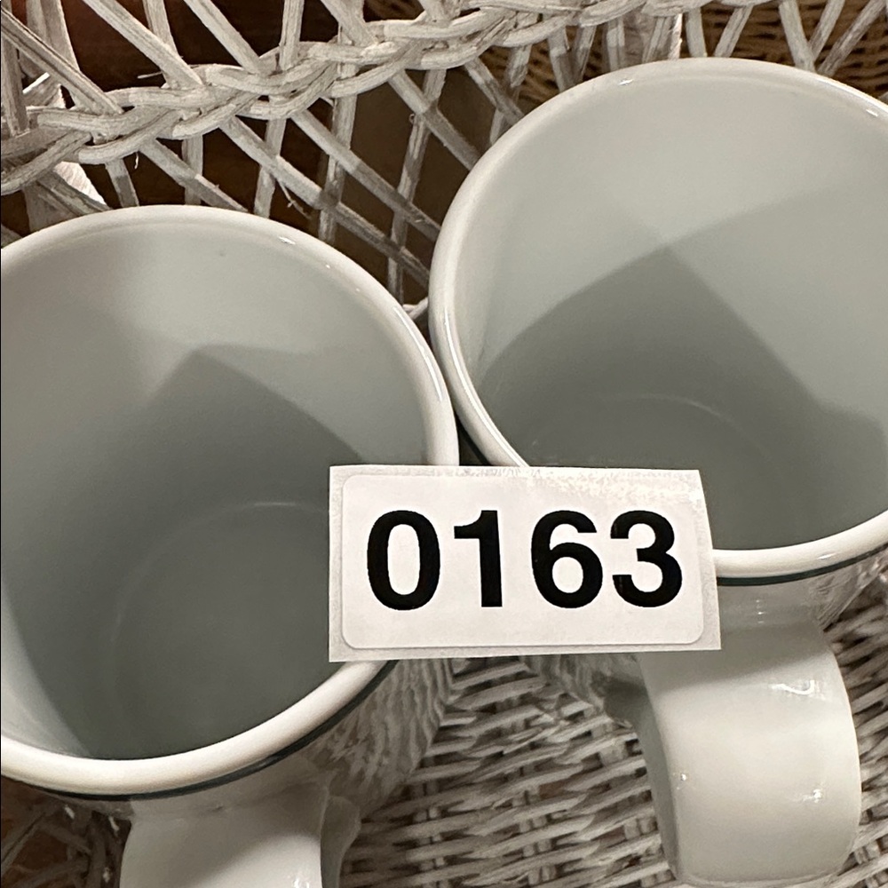 2 Dansk Christianshavn Green Stripe 12oz Porcelain Bistro Mugs - Picture 7 of 7